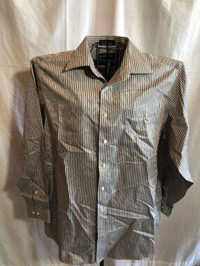 Stafford Performance 16 1/2 Gray/Black Striped 34-35 Classic Fit Dress Shirt